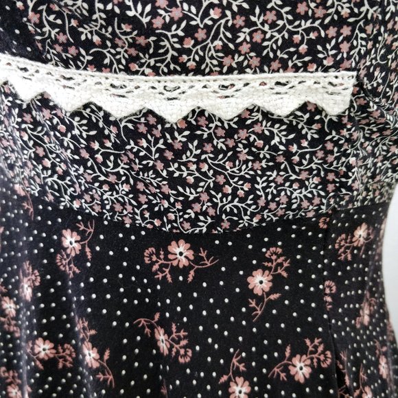 Gunne Sax Calico Floral Brown Pink Corset Sundress - Picture 3 of 16